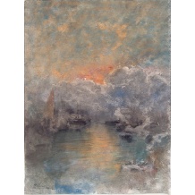 <p>Pompeo Mariani (1857-1927) "Il Porto al Tramonto" 1900 ca. <br />Monotipo firmato mm 585x425 (foglio mm 660x480)</p> <i>Il Mercante di Stampe di Rosalba Mariani</i>